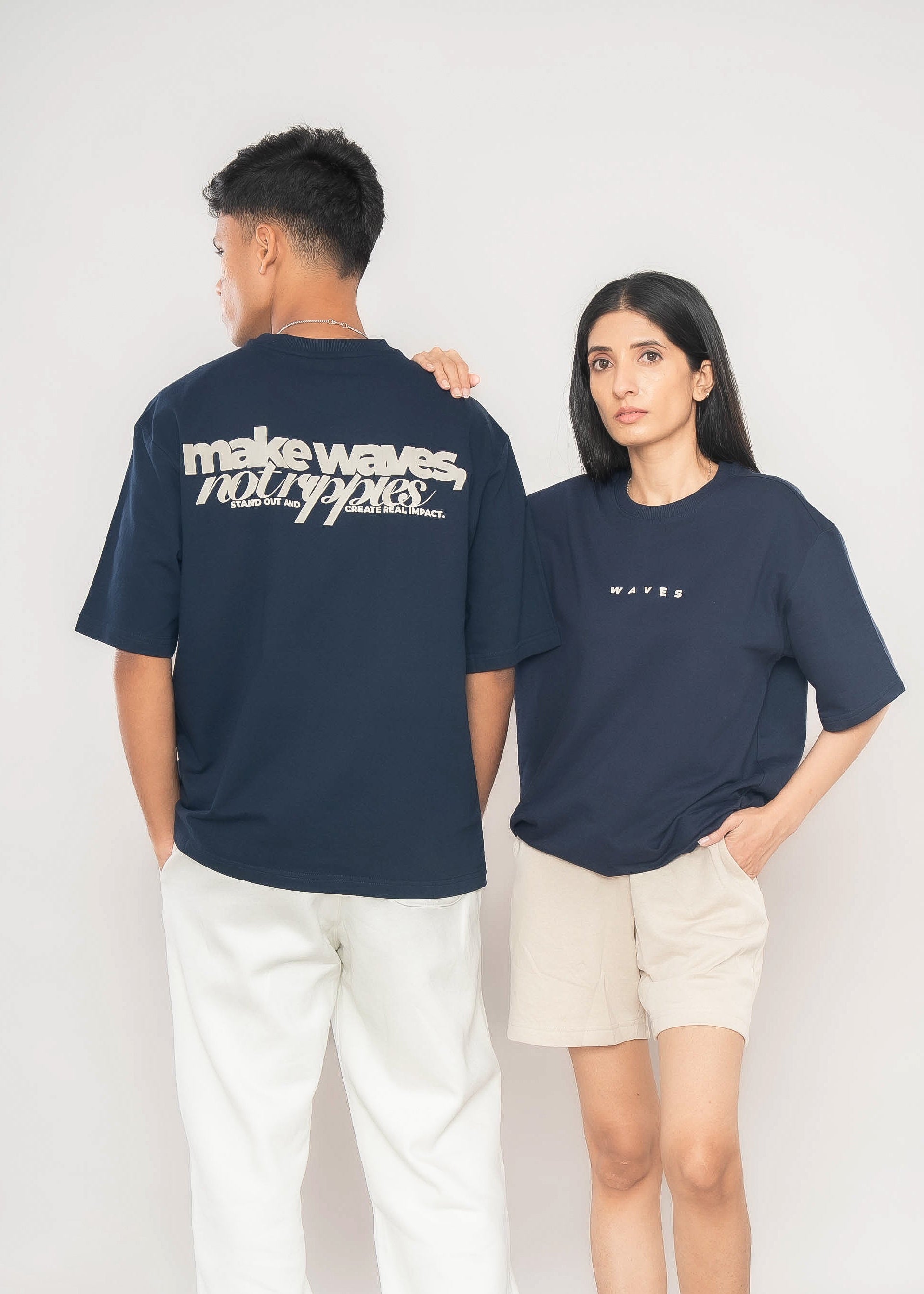 Make Waves Back Print Relaxed Fit T-Shirt | Navy | HIPCASTLE Make Waves Back Print Relaxed Fit T-Shirt | Navy | HIPCASTLE