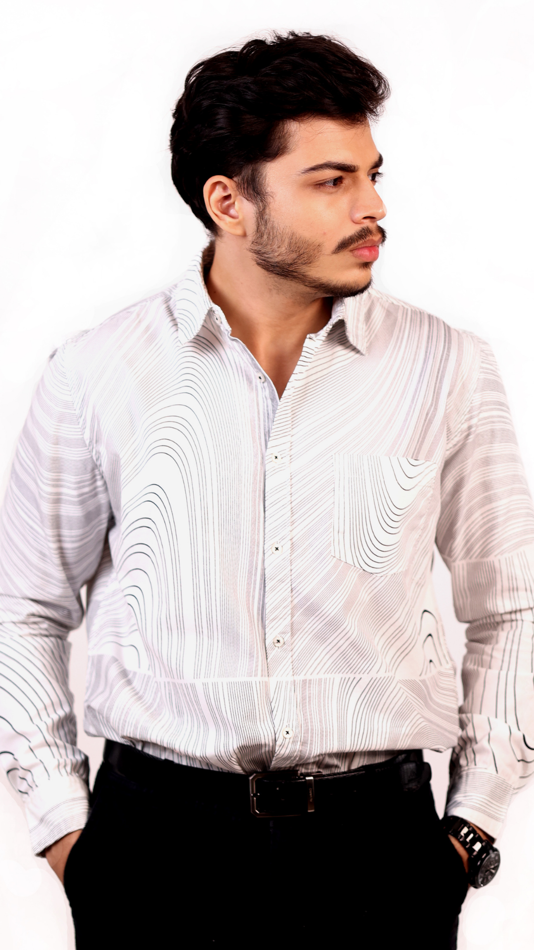 Abstract Printed White Shirt