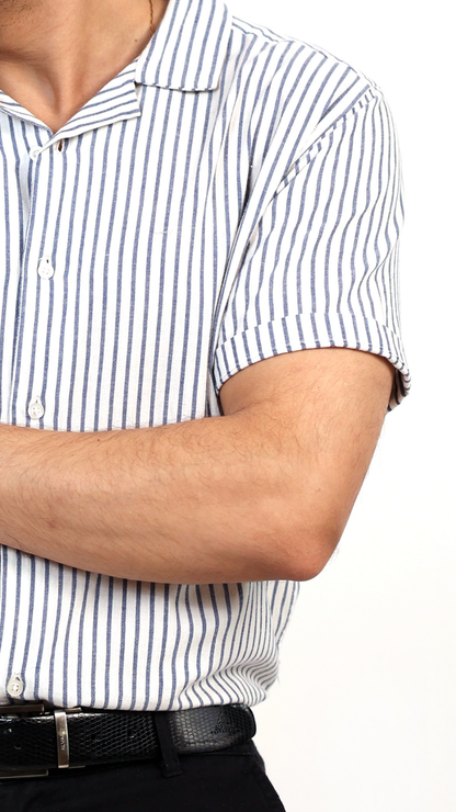 White Shirt With Blue Stripes