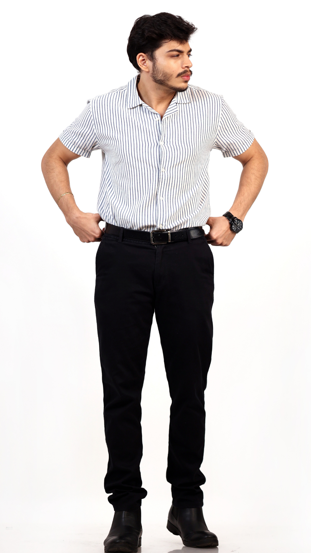 White Shirt With Blue Stripes