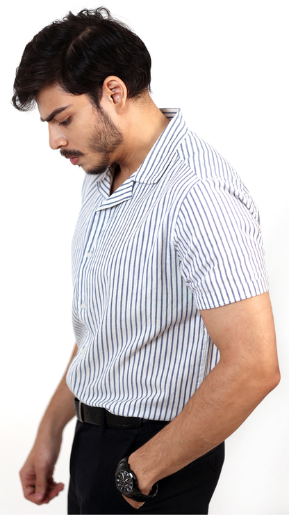 White Shirt With Blue Stripes