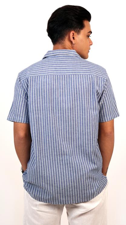 Light Blue Shirt With White Stripes