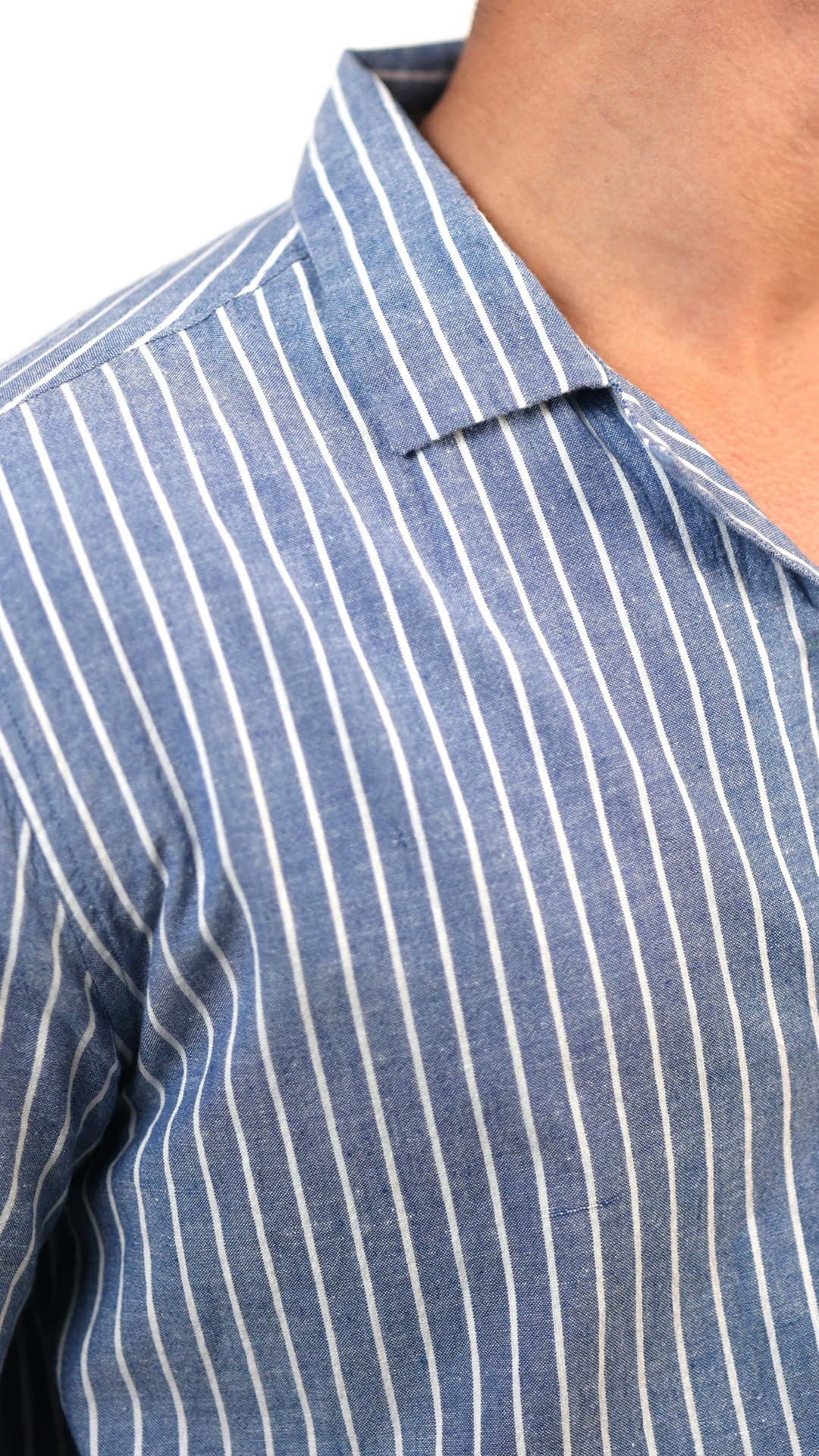 Light Blue Shirt With White Stripes