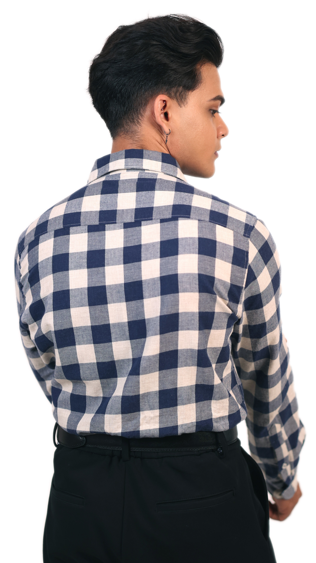 Off White & Blue Checks Shirt