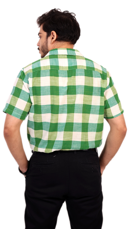 Green & White Checks Shirt