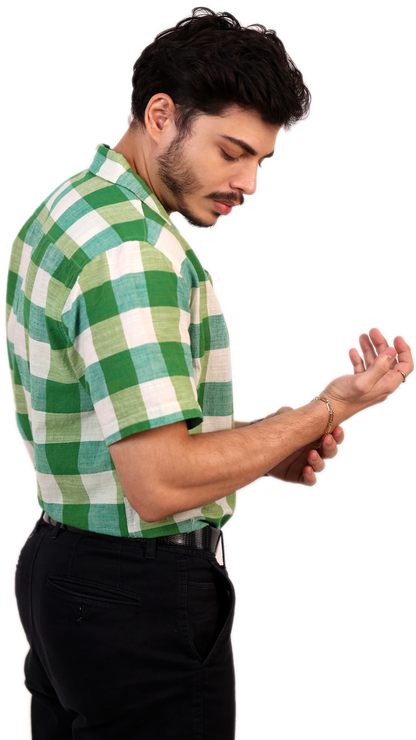 Green & White Checks Shirt