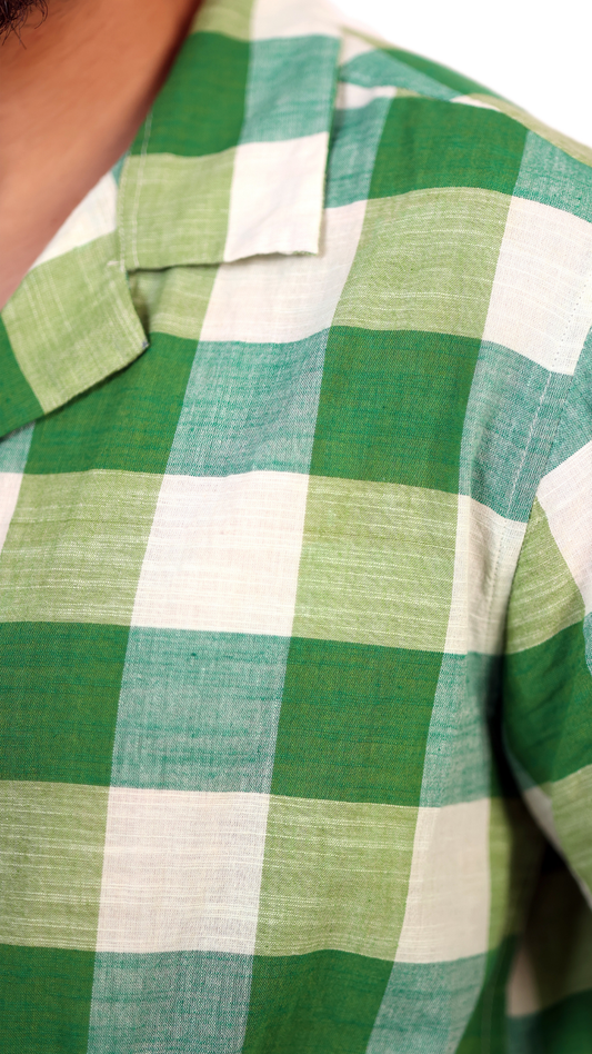 Green & White Checks Shirt