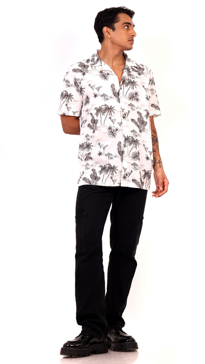 Sea Shore Side Printed White Shirt