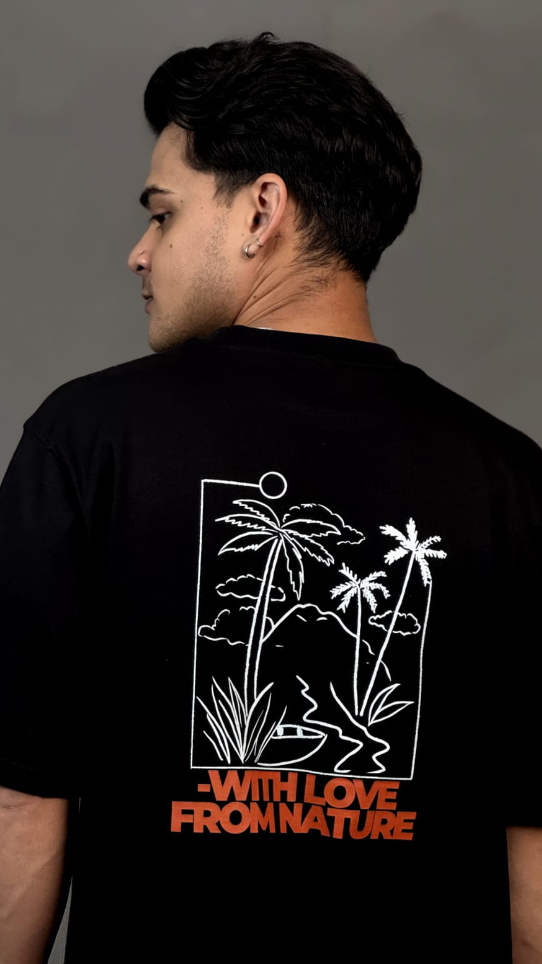 With Love From Nature Printed Black T-Shirt