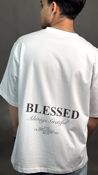 Always Grateful Printed White T-shirt