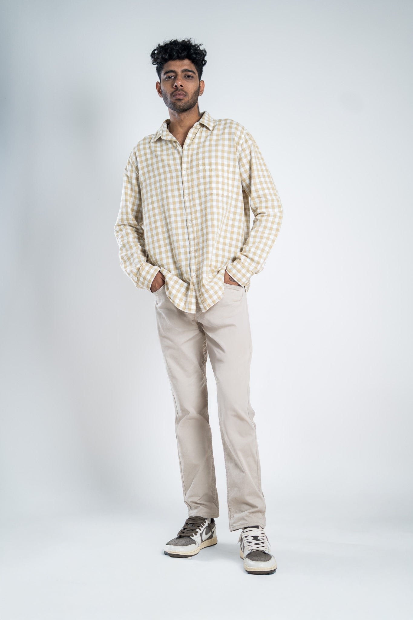 Beige & Cream Checks Shirt
