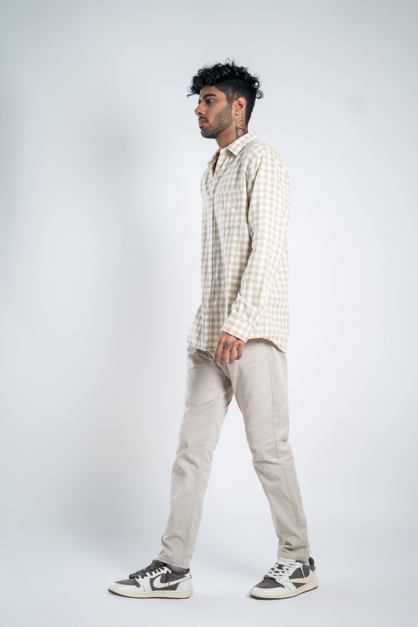 Beige & Cream Checks Shirt