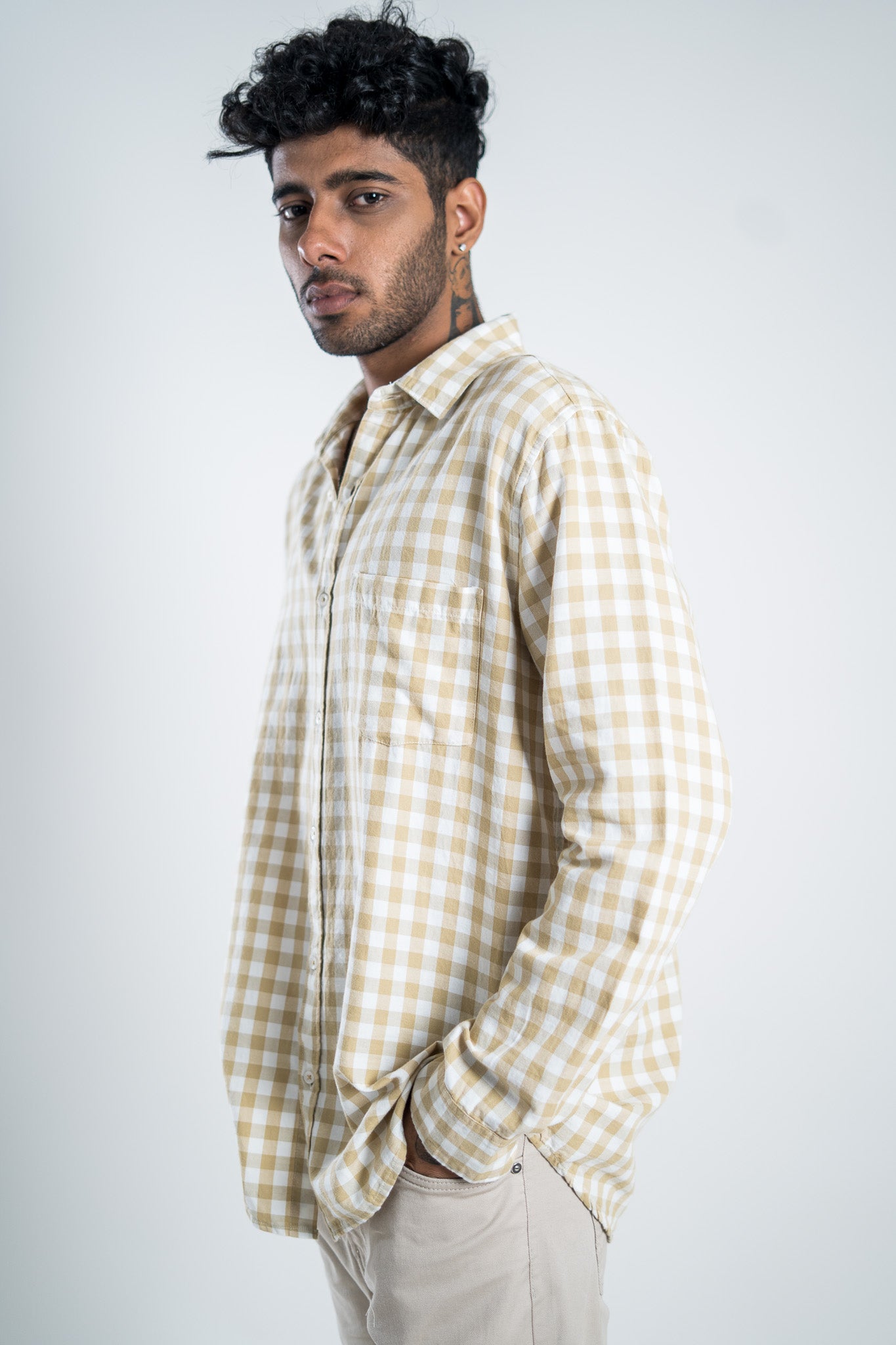 Beige & Cream Checks Shirt