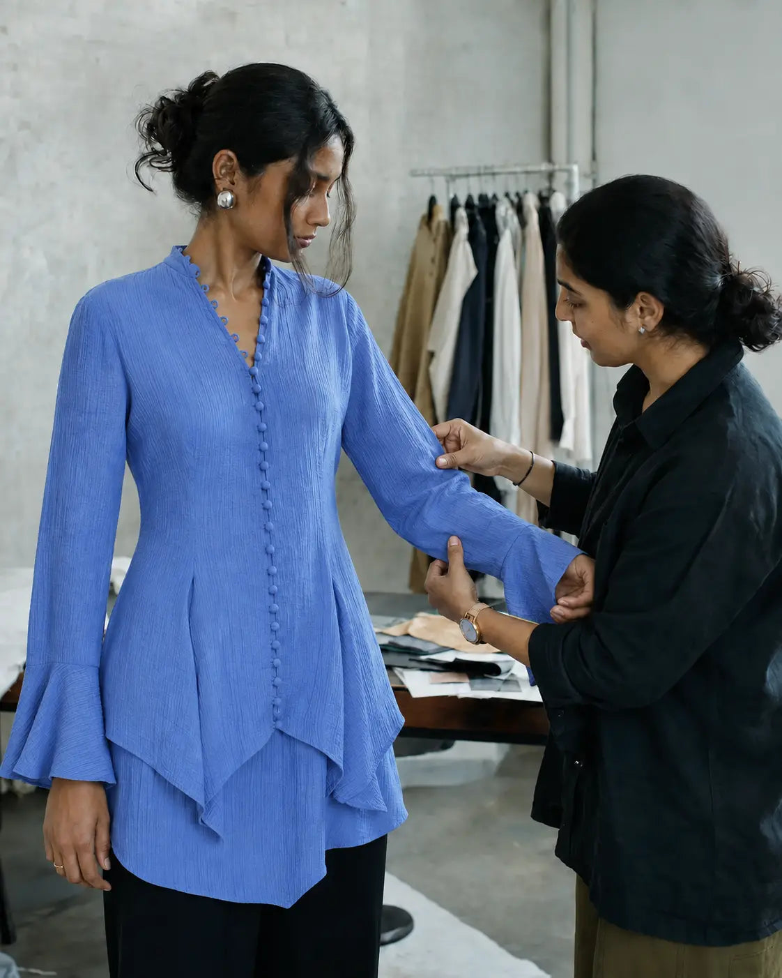 Fashion fitting in progress