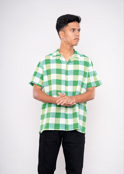 Green & White Checks Shirt - HIPCASTLE