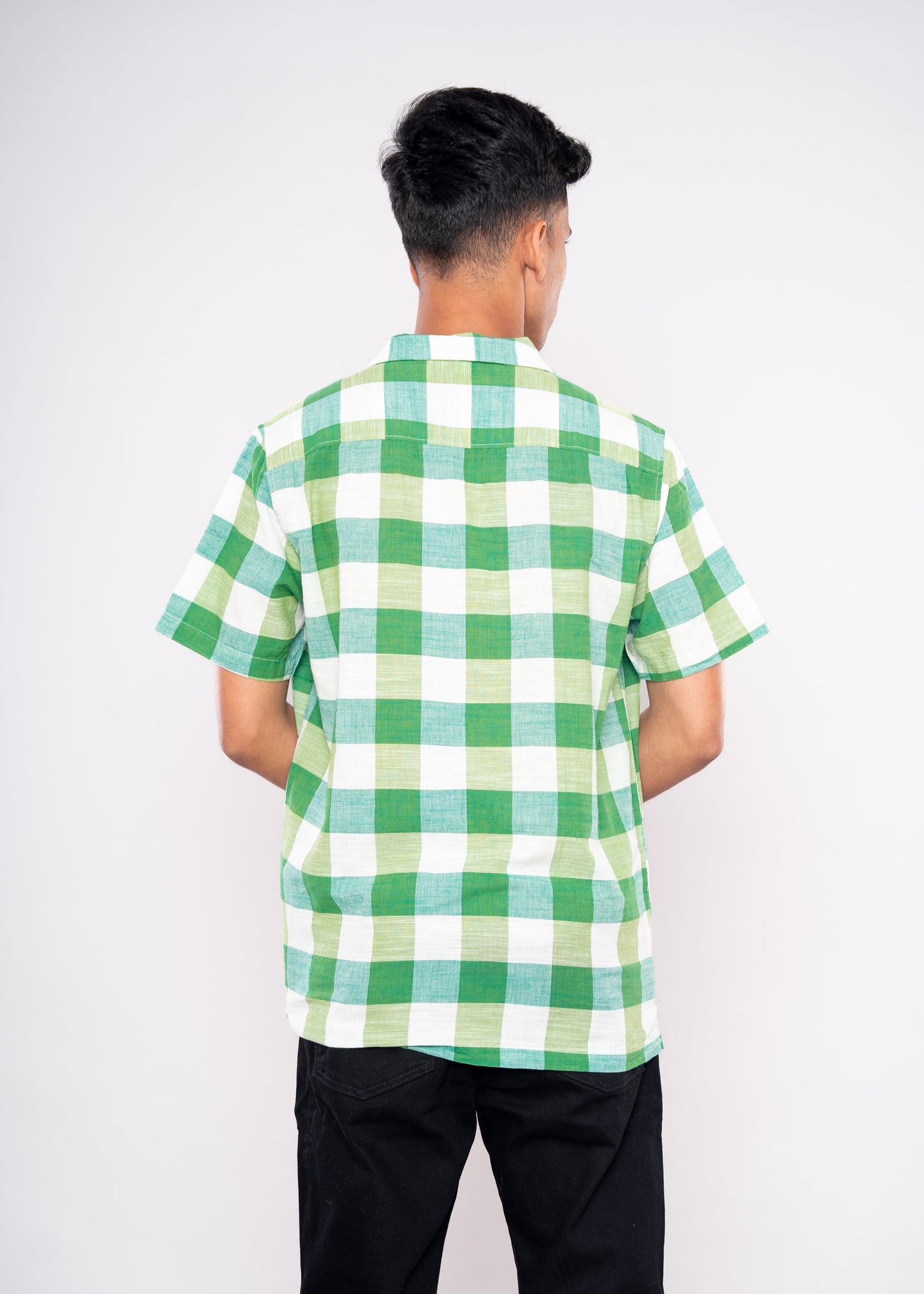 Green & White Checks Shirt - HIPCASTLE