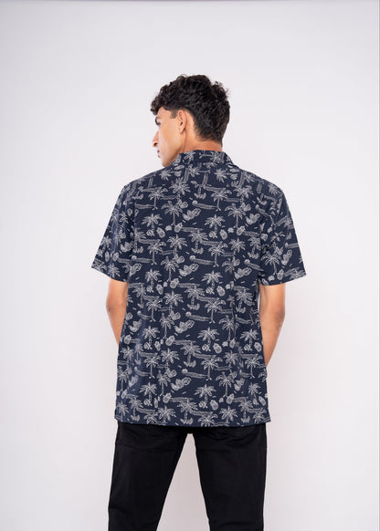 Palm In Dark Blue Shirt
