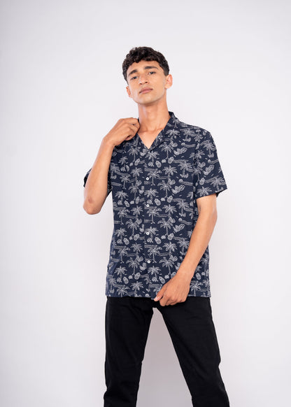 Palm In Dark Blue Shirt