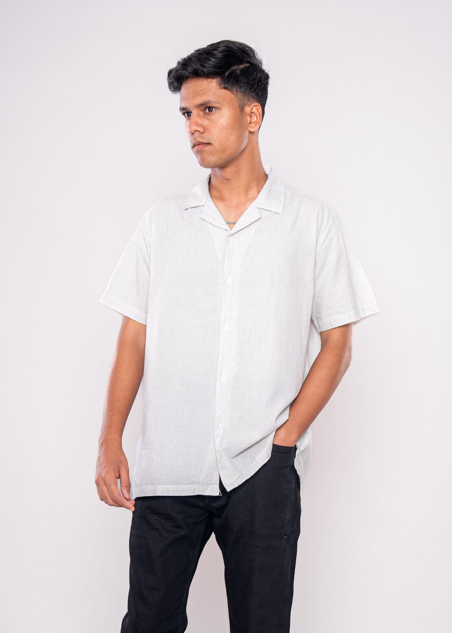 Off White Shirt with Fine Strips