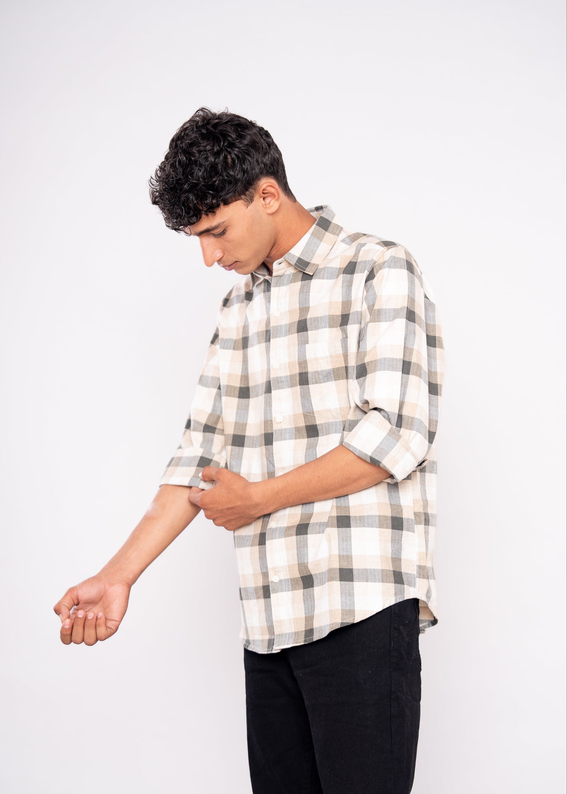 Beige Green Full Sleeves shirt - HIPCASTLE