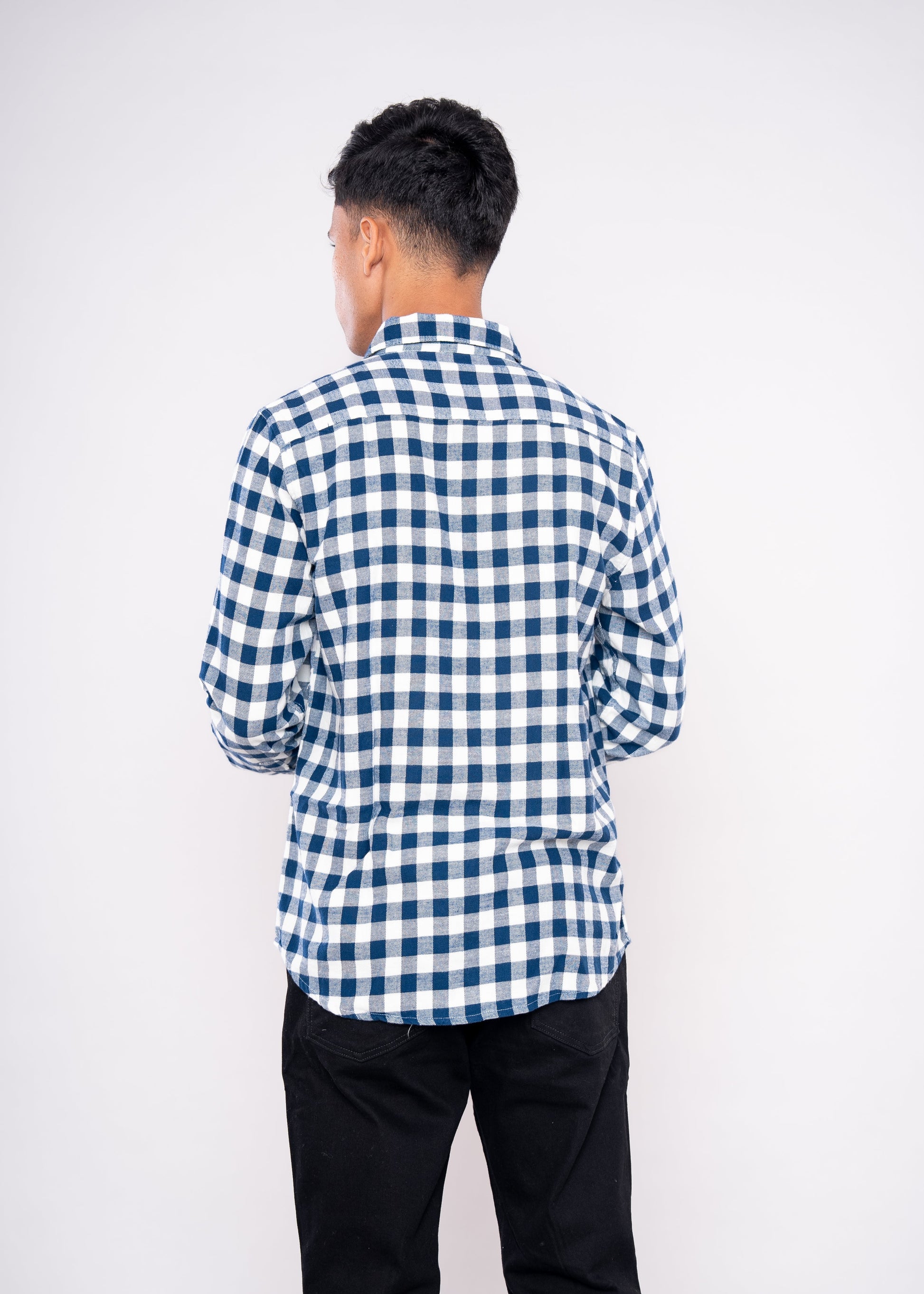 Deep Blue White Checks Shirt - HIPCASTLE