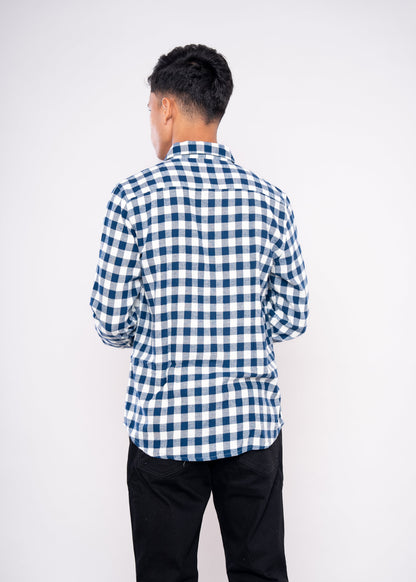 Deep Blue White Checks Shirt - HIPCASTLE
