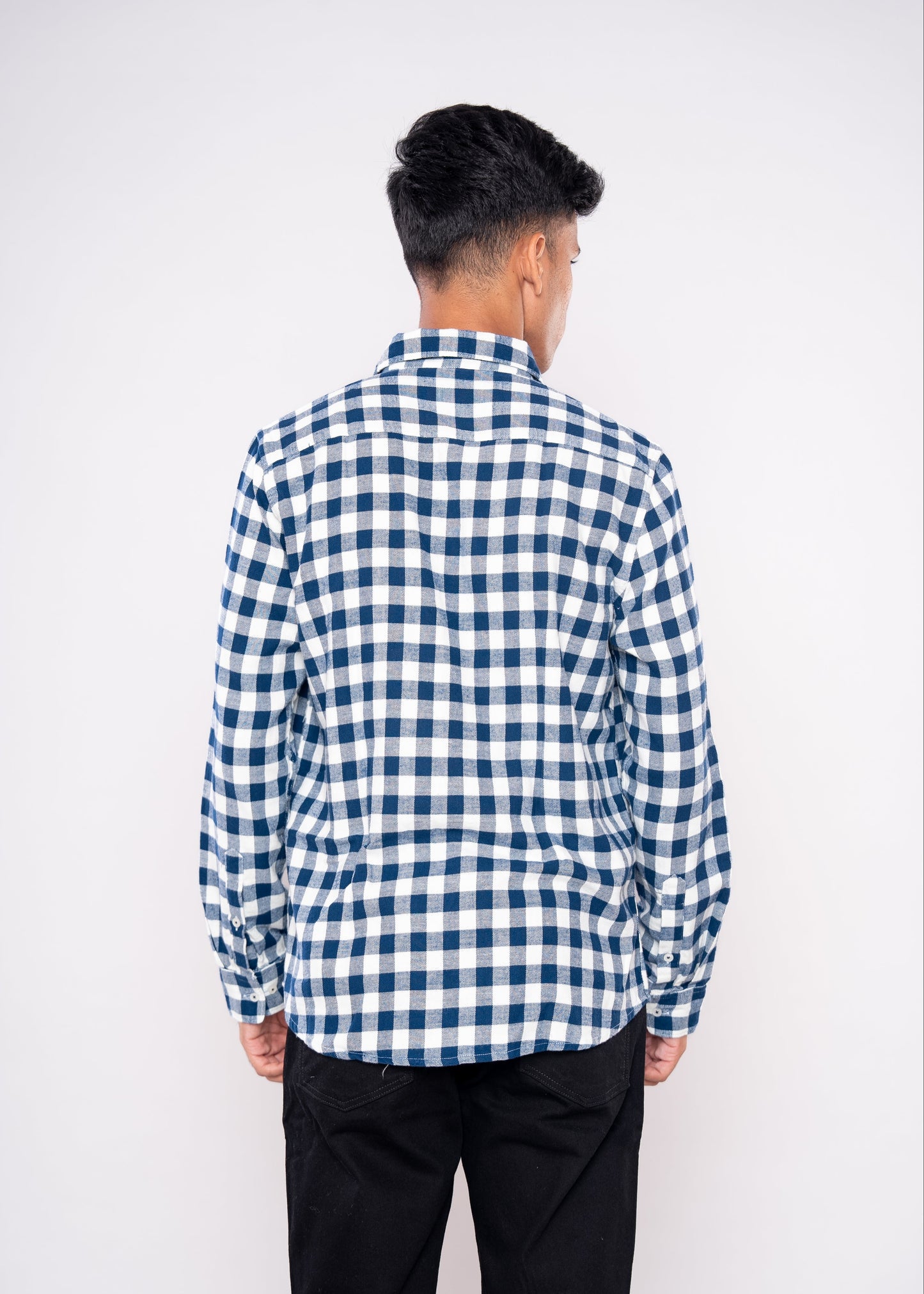 Deep Blue White Checks Shirt - HIPCASTLE