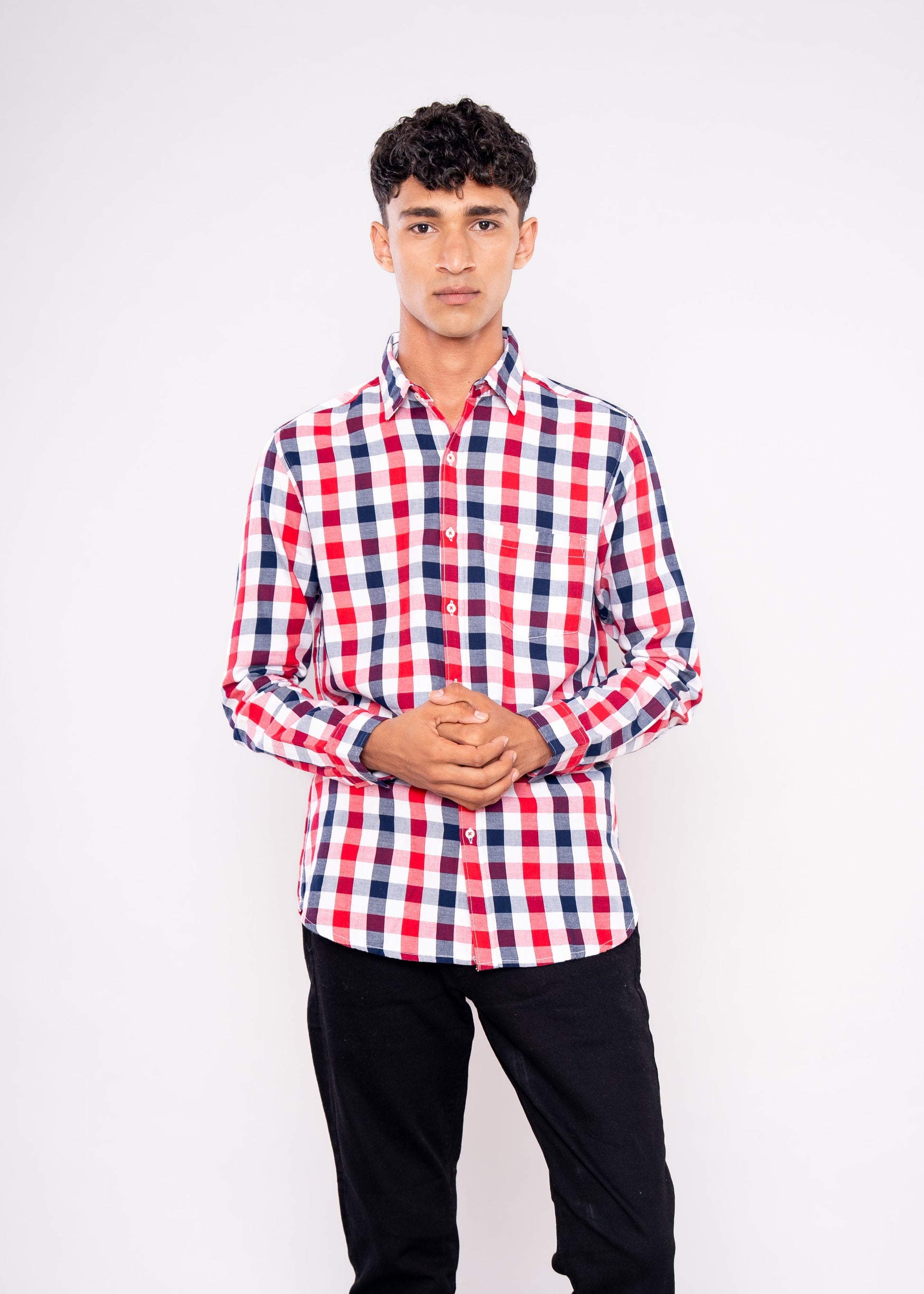 Blue & Red Checks Shirt - HIPCASTLE