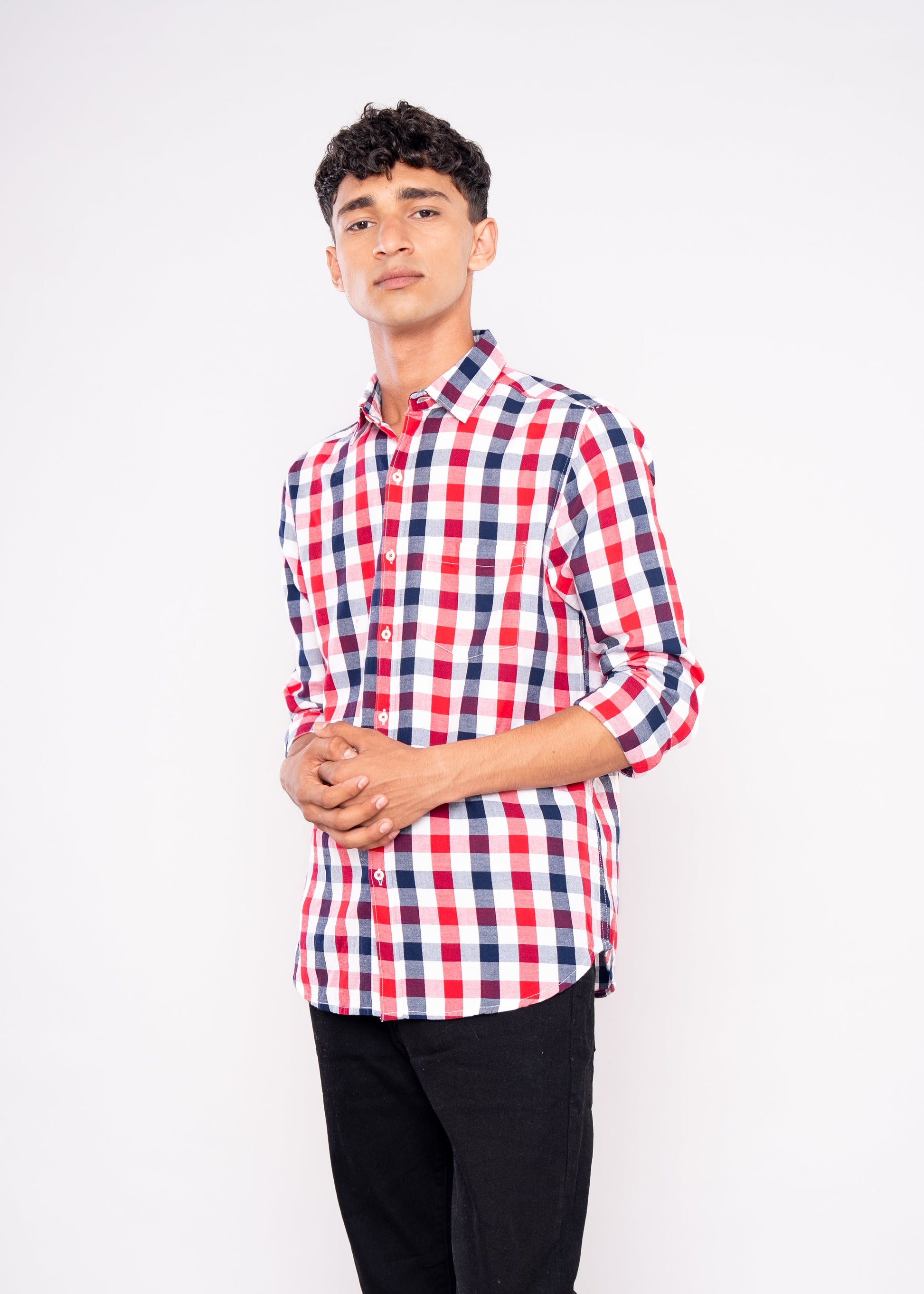Blue & Red Checks Shirt - HIPCASTLE