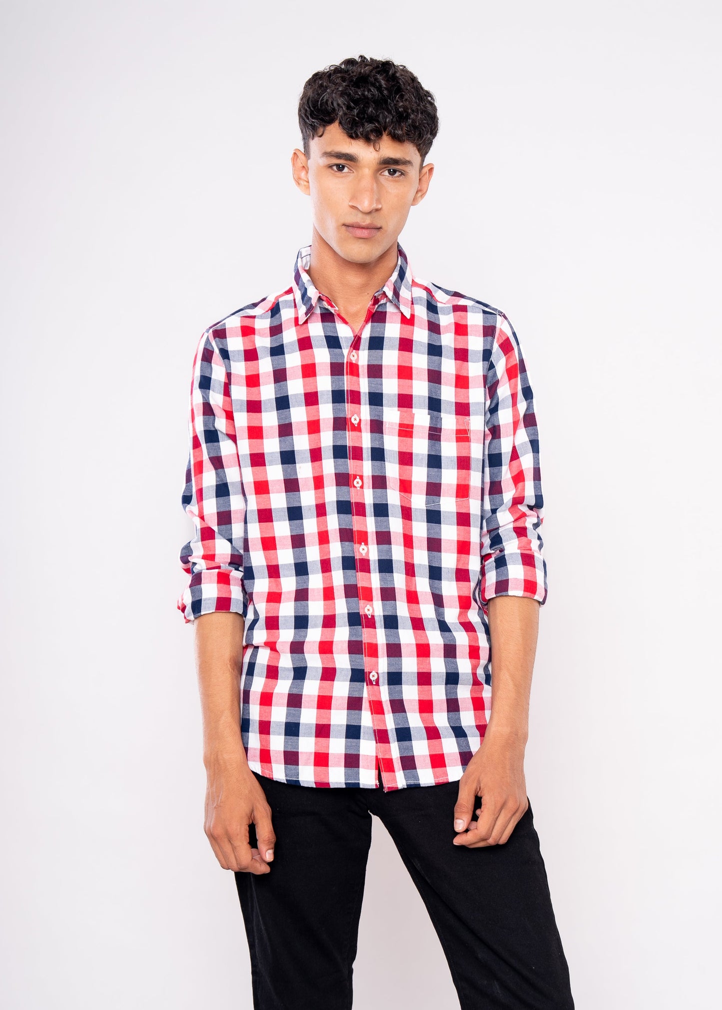 Blue & Red Checks Shirt - HIPCASTLE