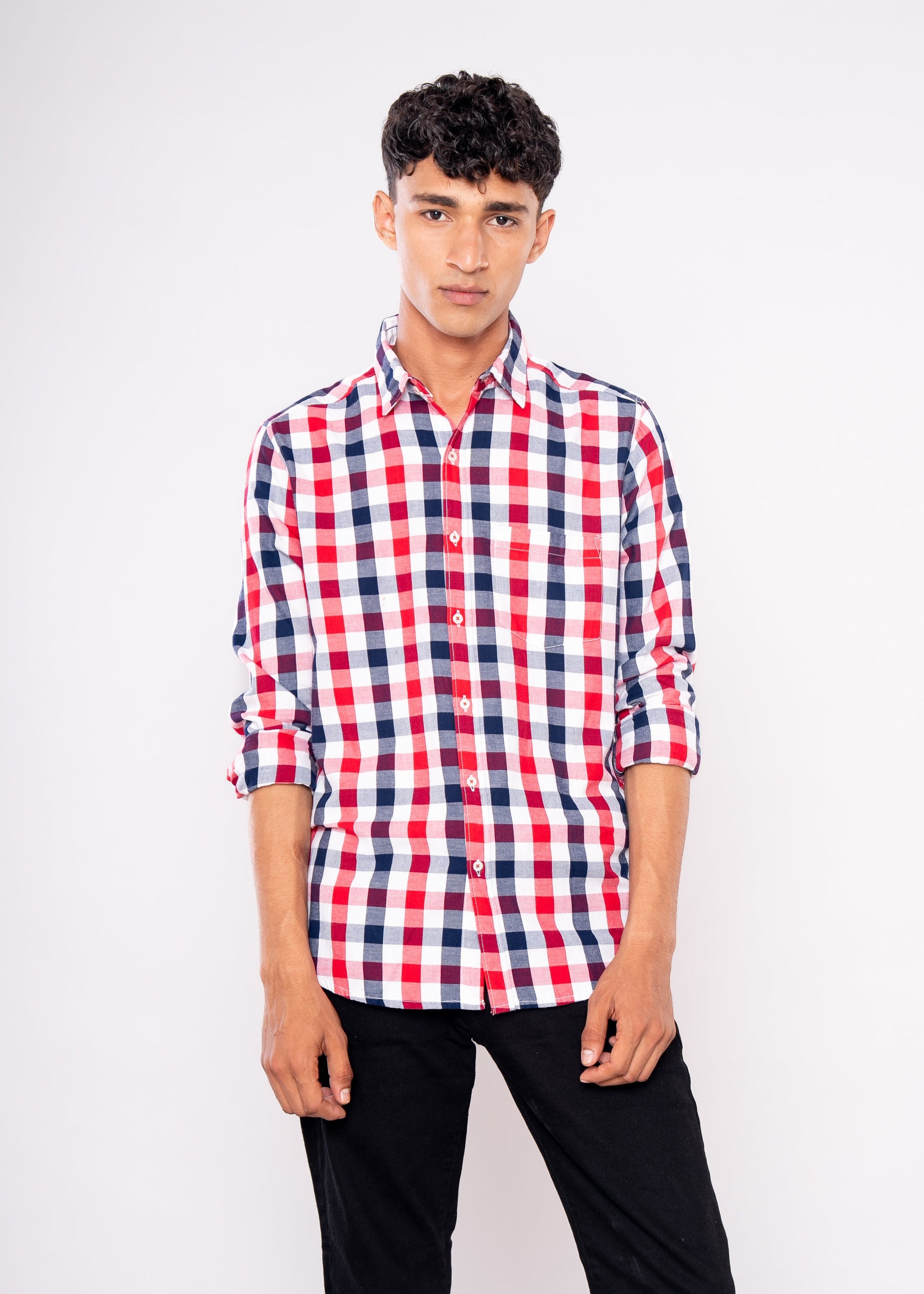 Blue & Red Checks Shirt - HIPCASTLE