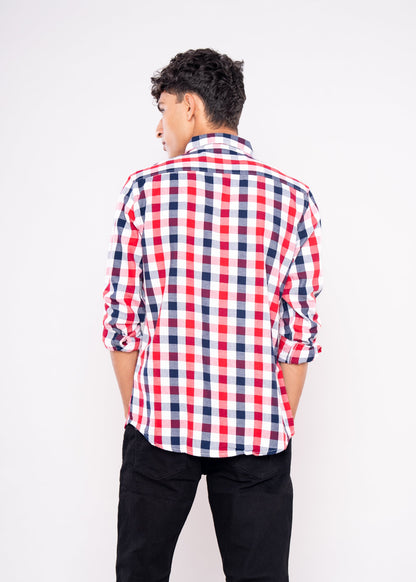 Blue & Red Checks Shirt - HIPCASTLE