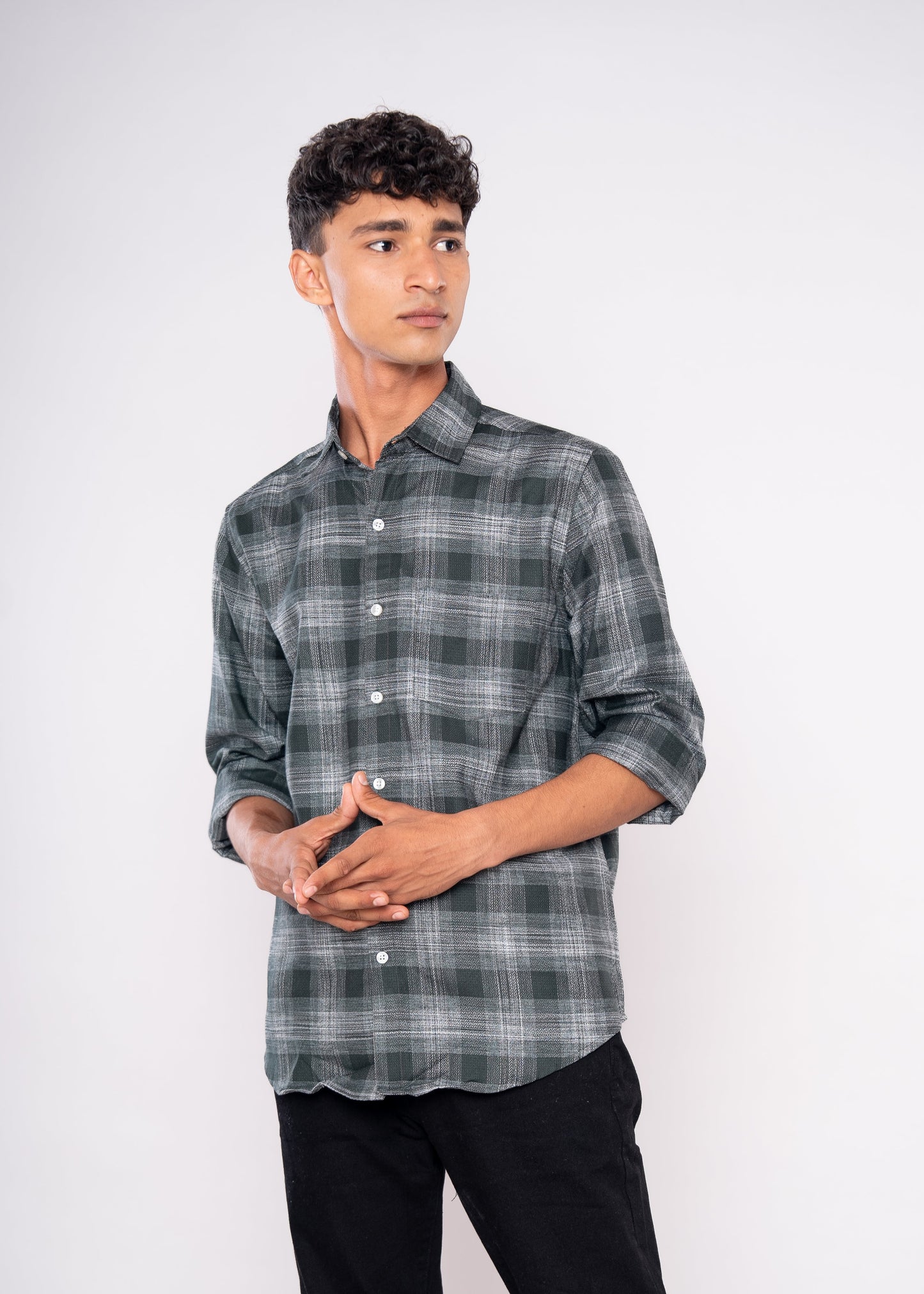 Green White Full Sleeves shirt - HIPCASTLE