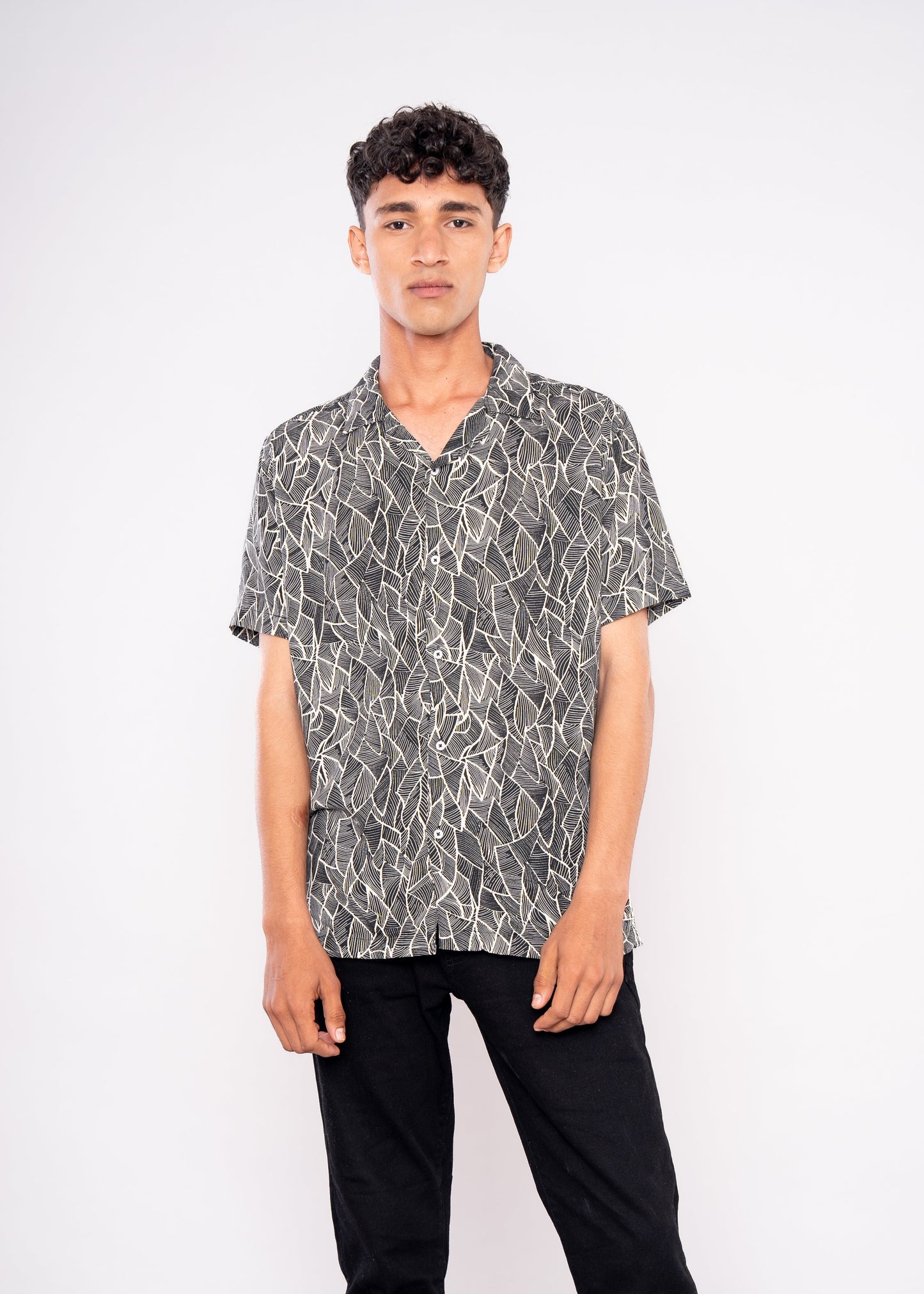 Black Leaves Printed Shirt