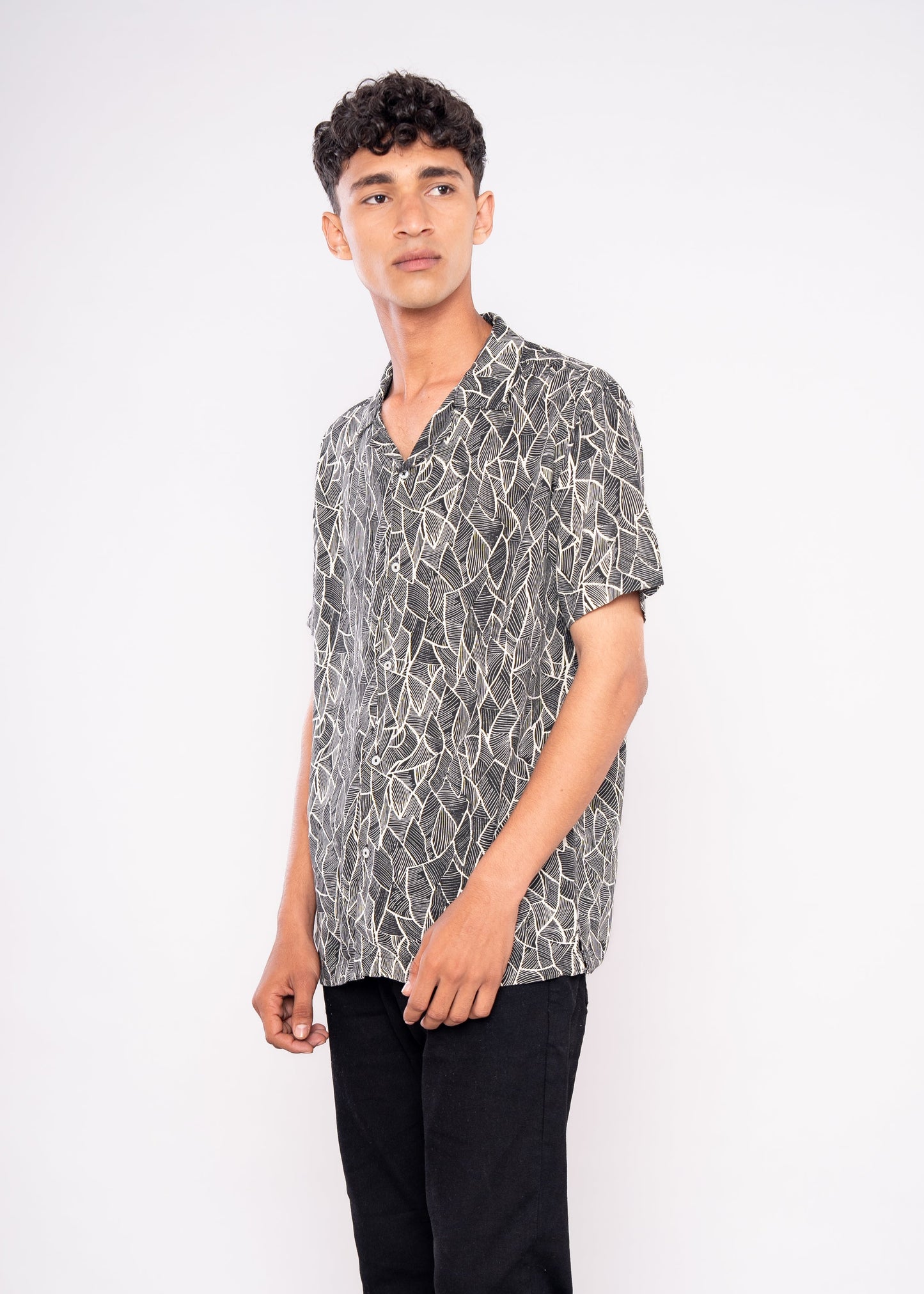 Black Leaves Printed Shirt