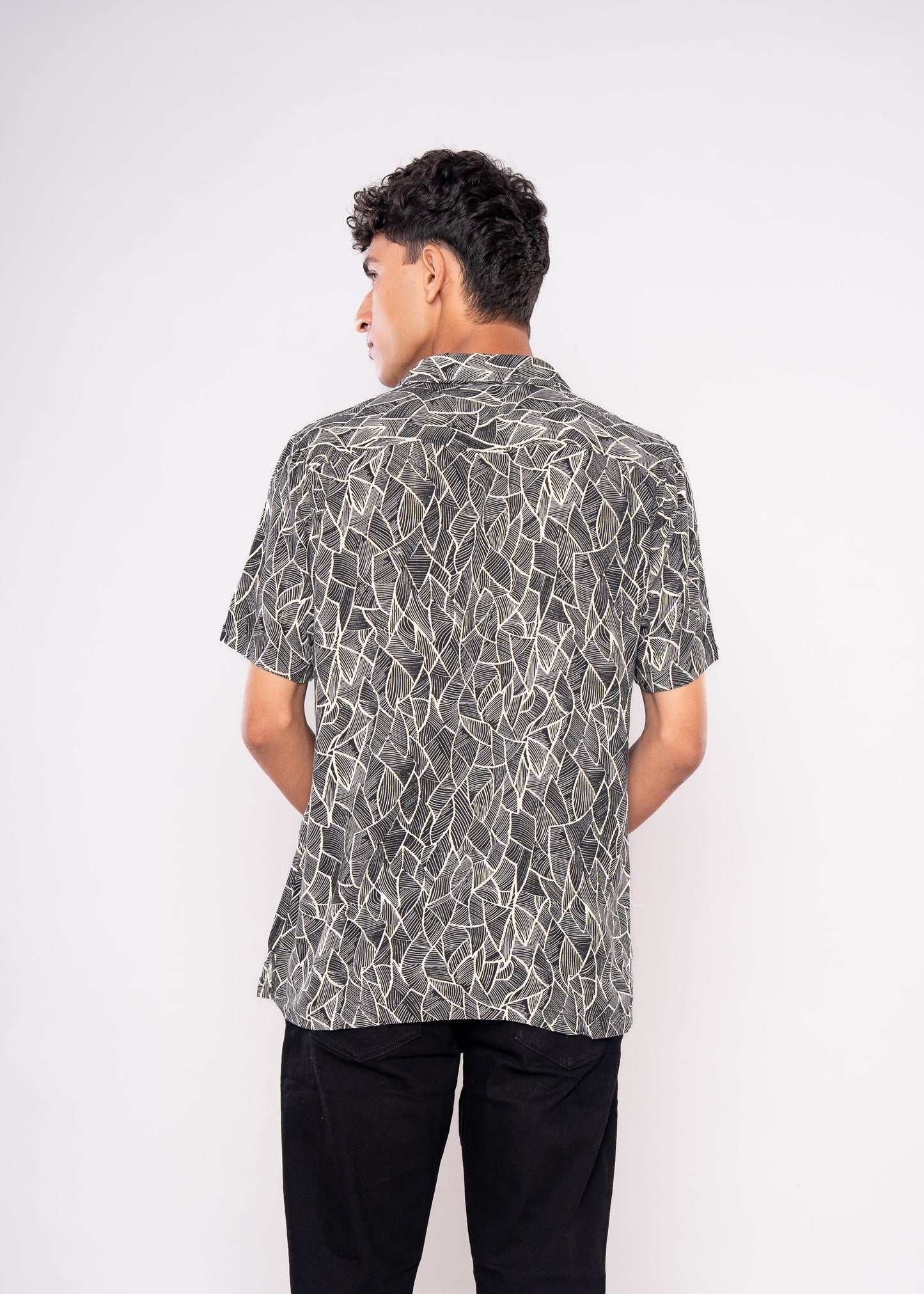 Black Leaves Printed Shirt