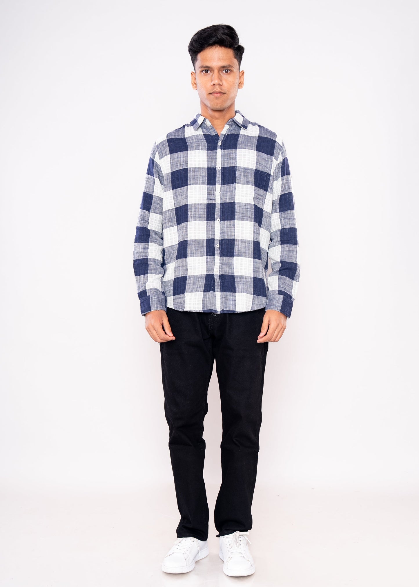Navy Blue Big Checked Shirt