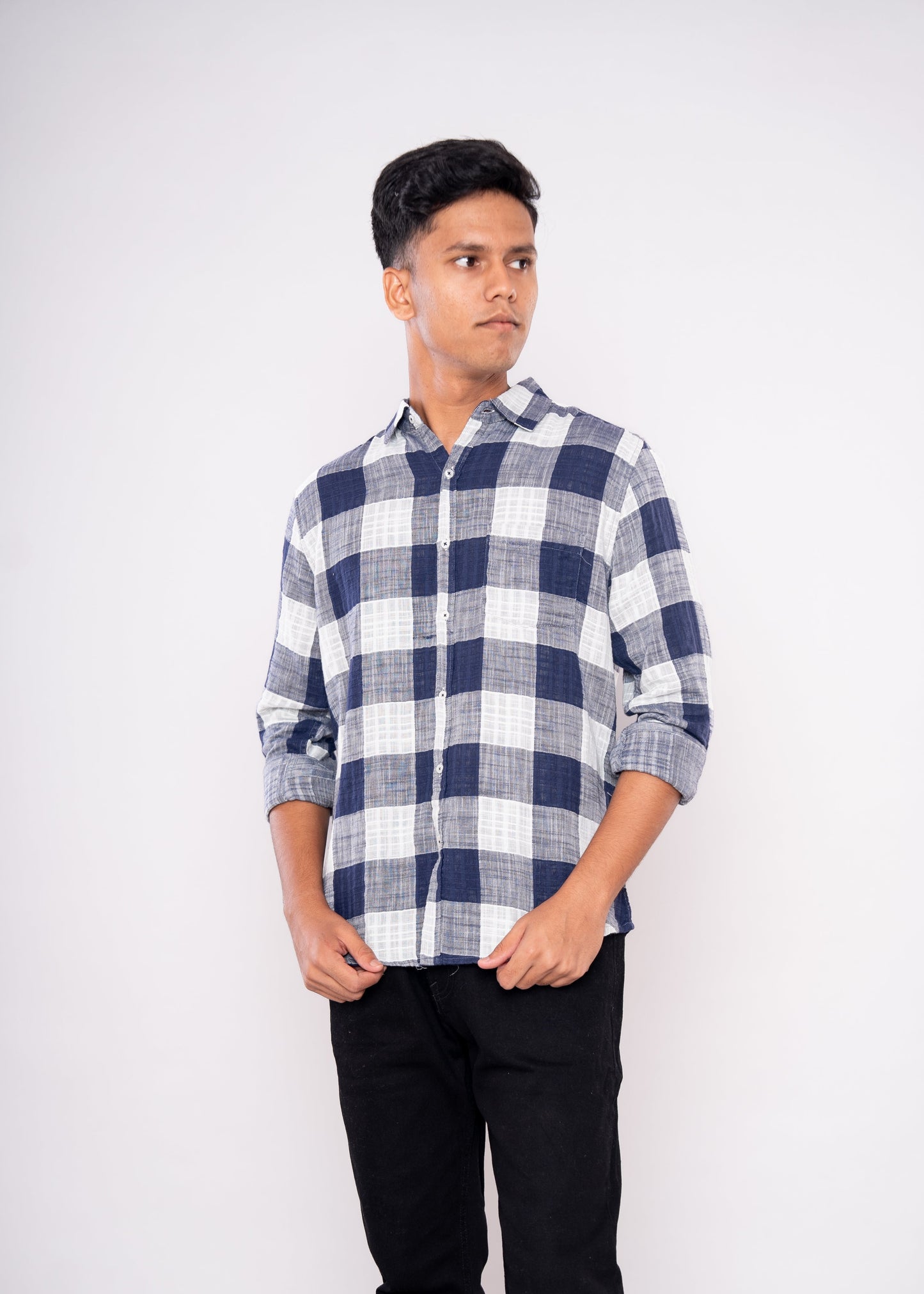Navy Blue Big Checked Shirt