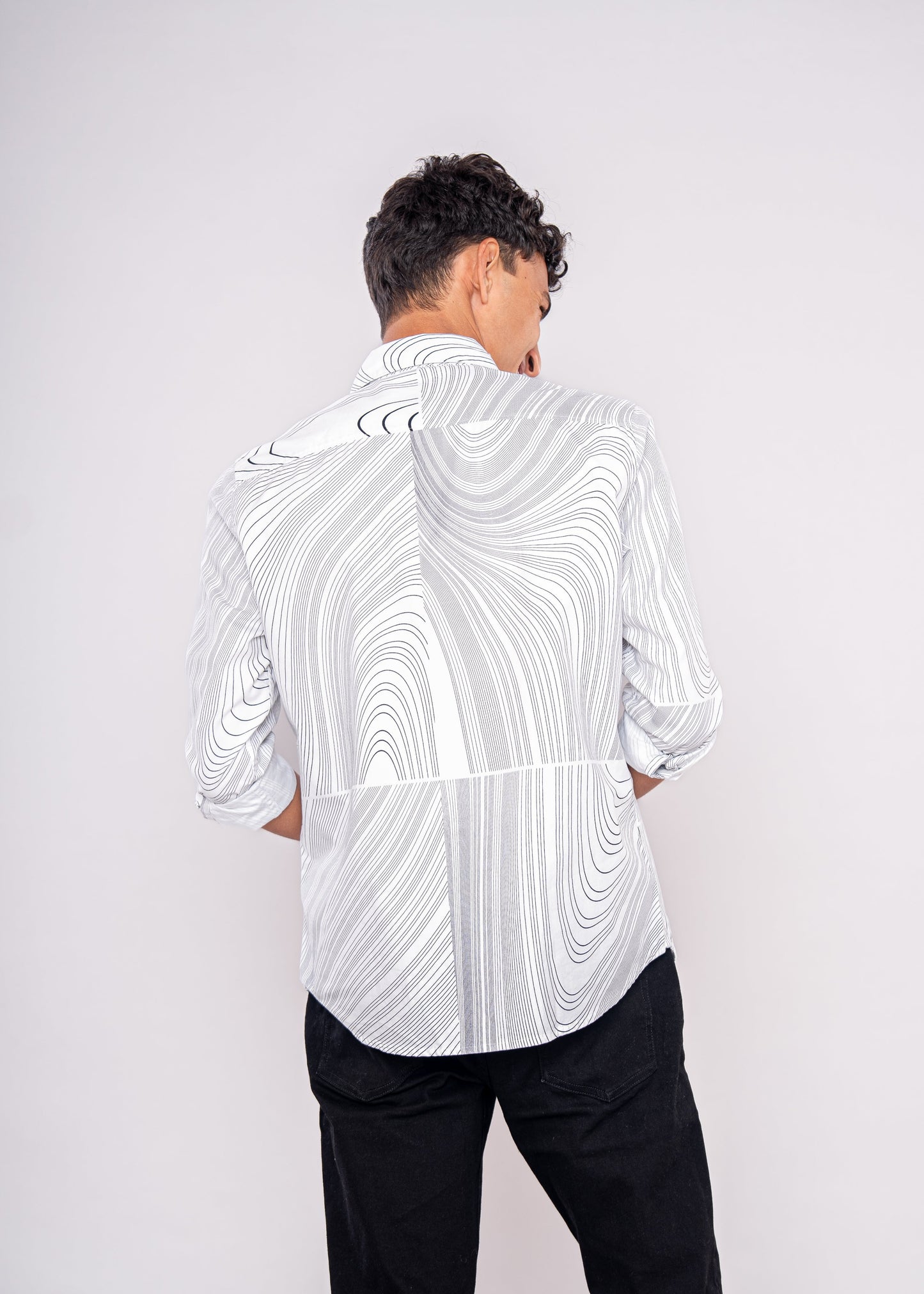 White Black Random Print Shirt