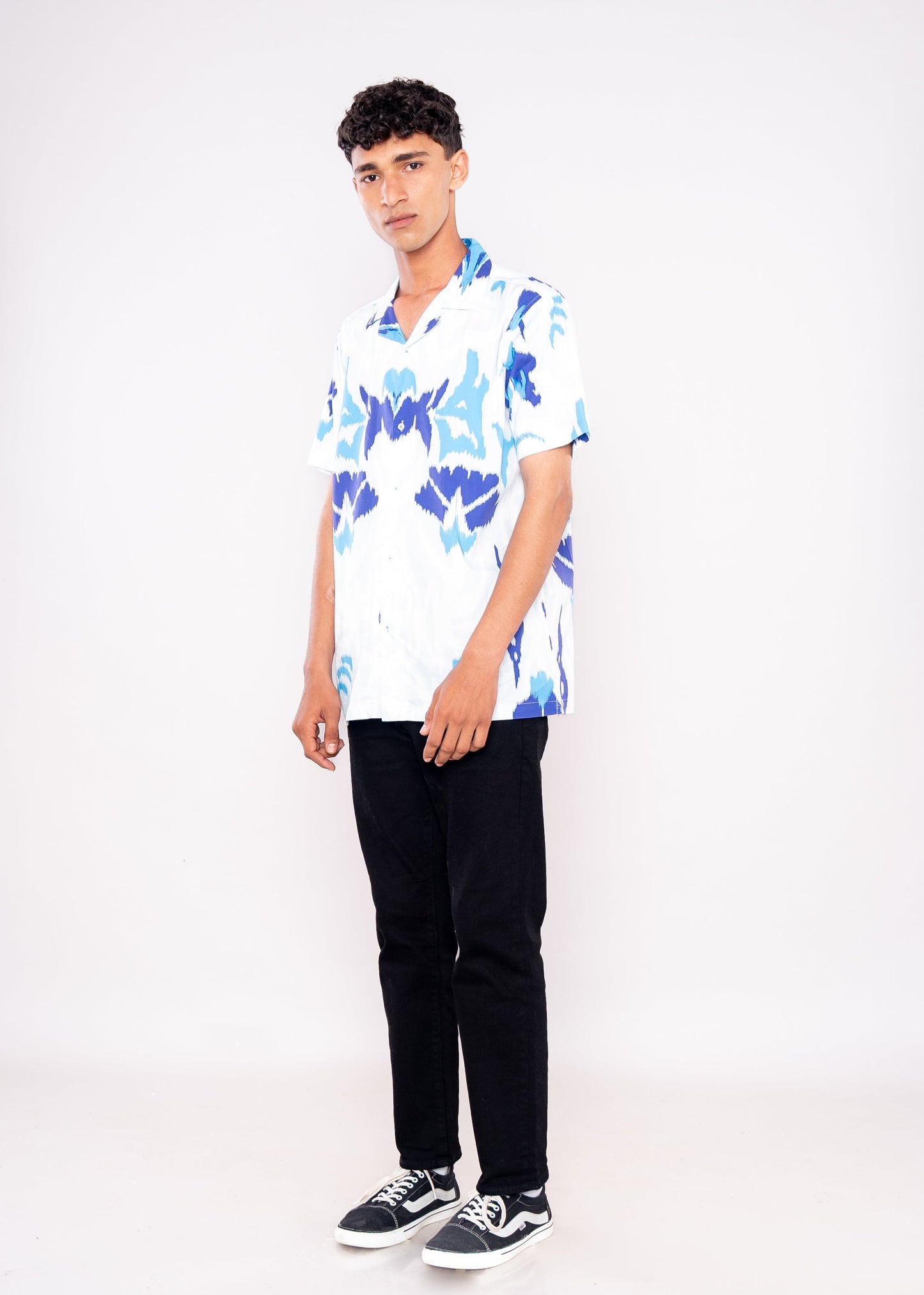 Mix Blue White Abstract Shirt - HIPCASTLE