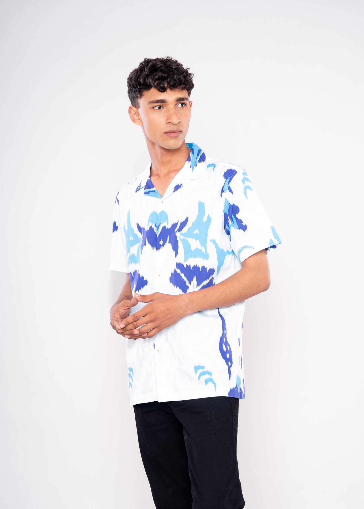 Mix Blue White Abstract Shirt - HIPCASTLE