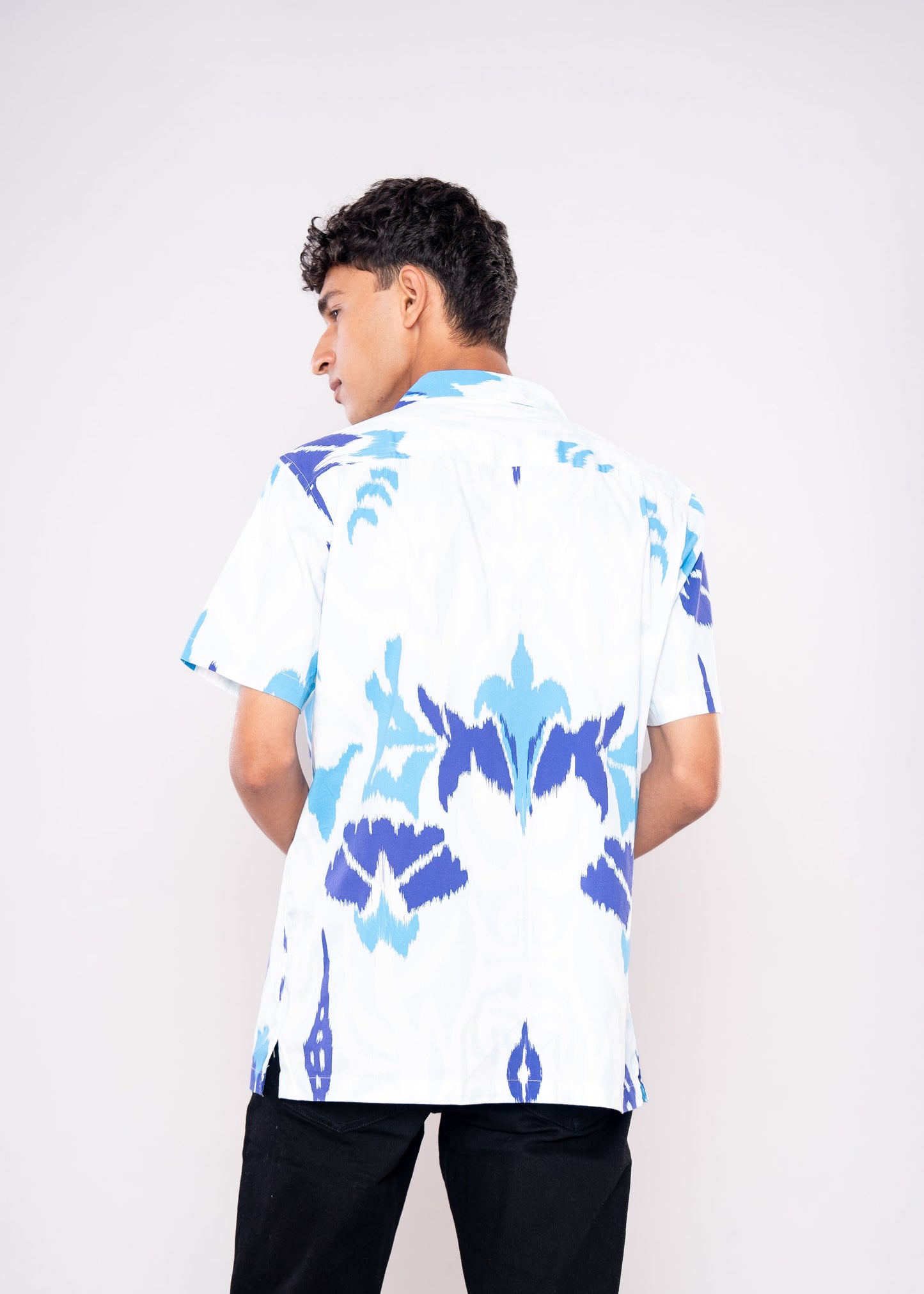 Mix Blue White Abstract Shirt - HIPCASTLE