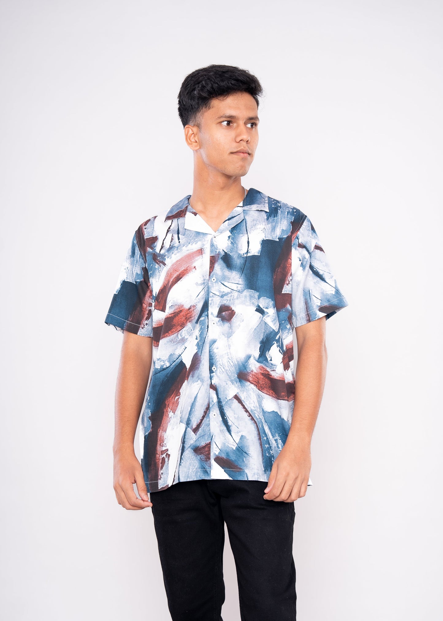 Marble Printed Abstract Print Half Sleeves Shirt - HIPCASTLE