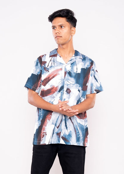 Marble Printed Abstract Print Half Sleeves Shirt - HIPCASTLE