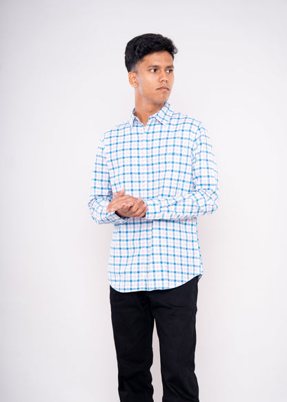 Blue Purple Checked Shirt - HIPCASTLE