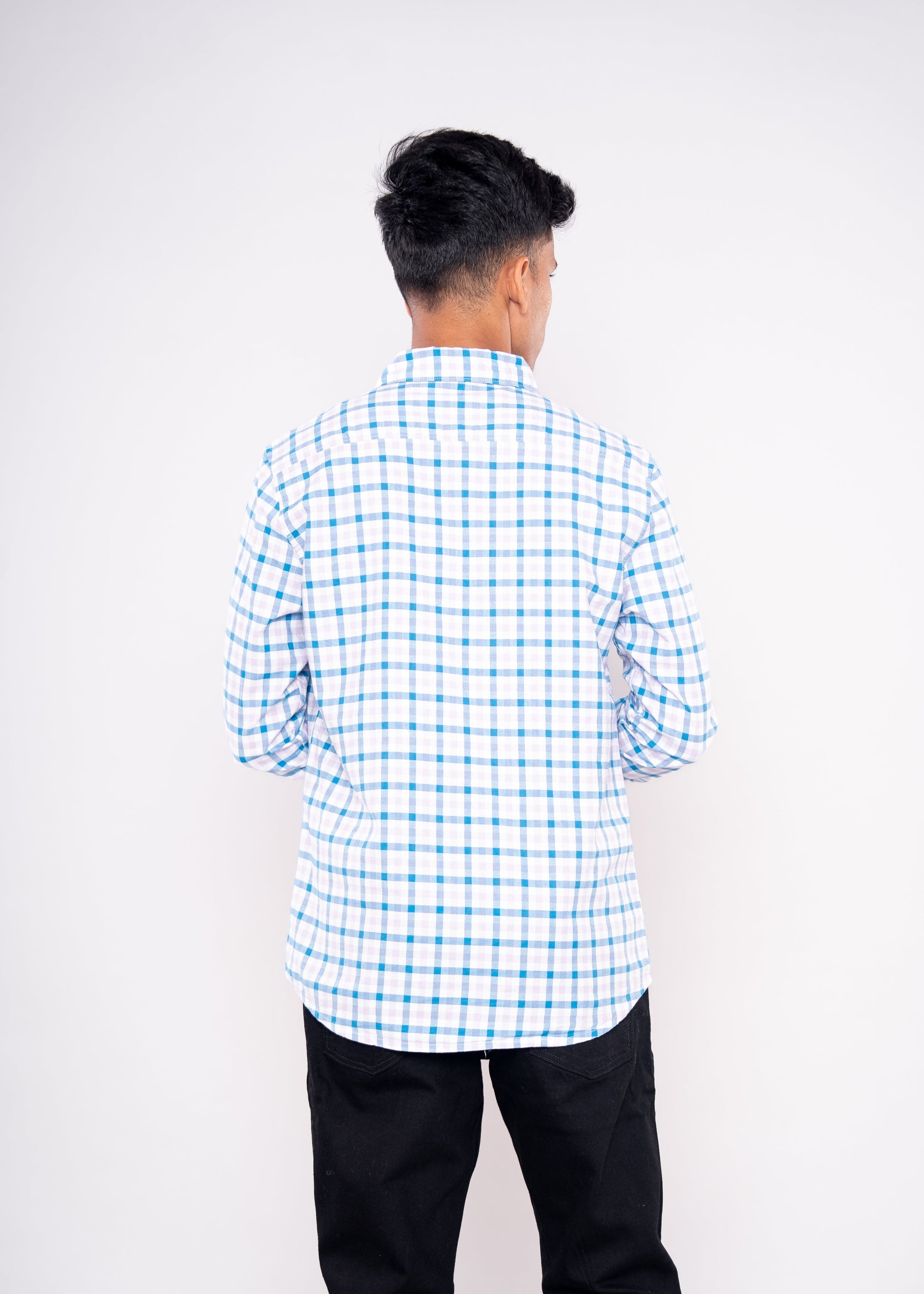 Blue Purple Checked Shirt - HIPCASTLE