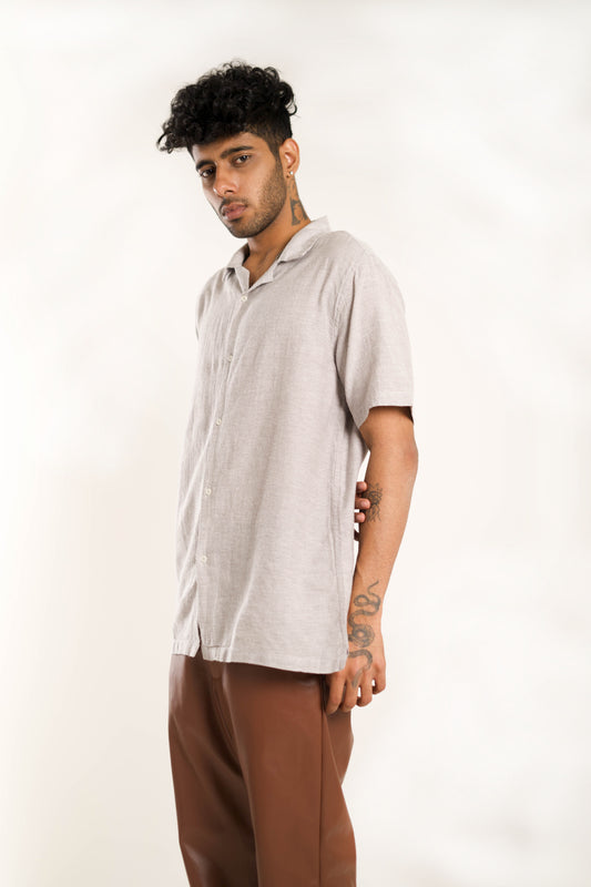 Men's Relaxed Fit Short Sleeves Grey Shirt