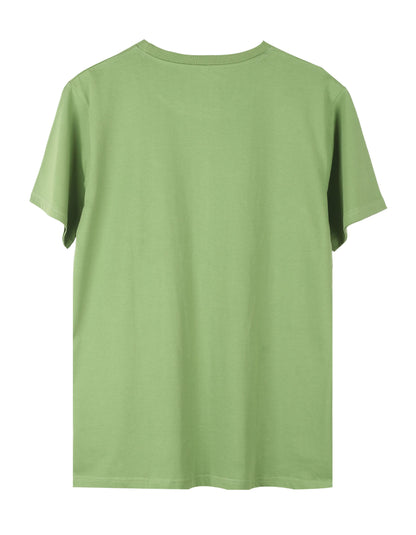 Kiwi Green Round Neck Half Sleeve Plain T-shirt